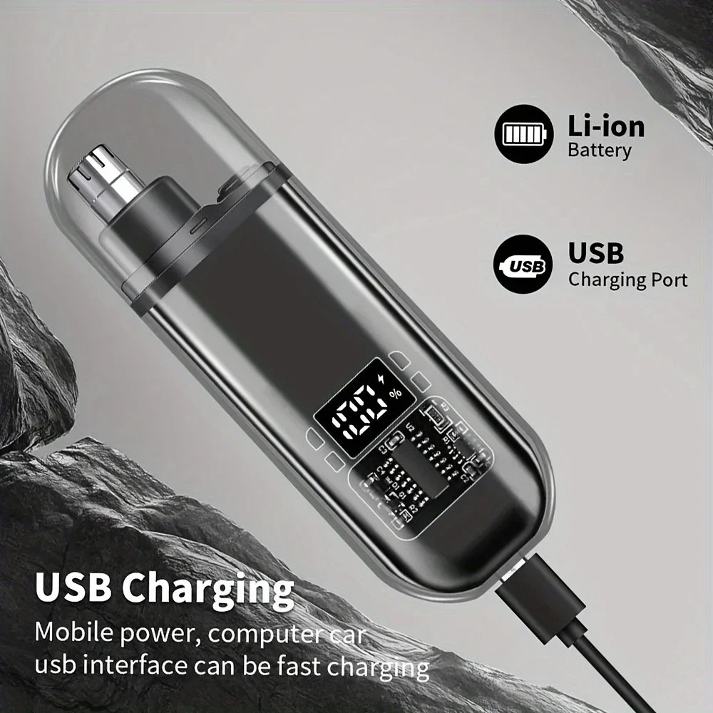 Mens Grooming Travel Kit - USB-Aufladbarer Nasen- und Ohrenhaartrimmer für Männer,