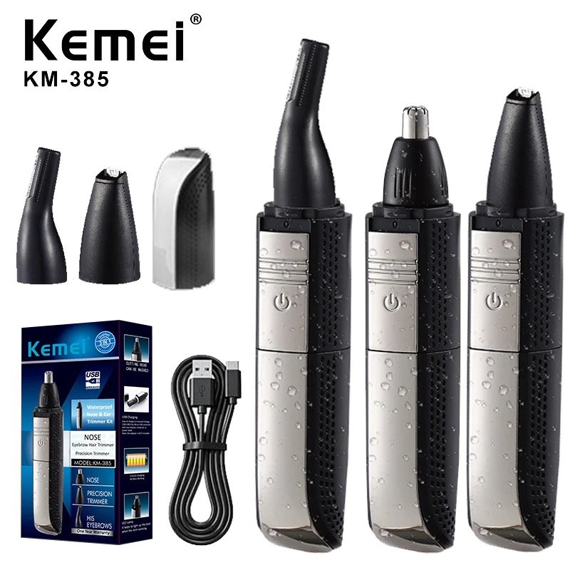 Beard Trimmer - Kemei 3-in-1 wasserdichter Nasen-Ohr-Haarschneider für Männer,