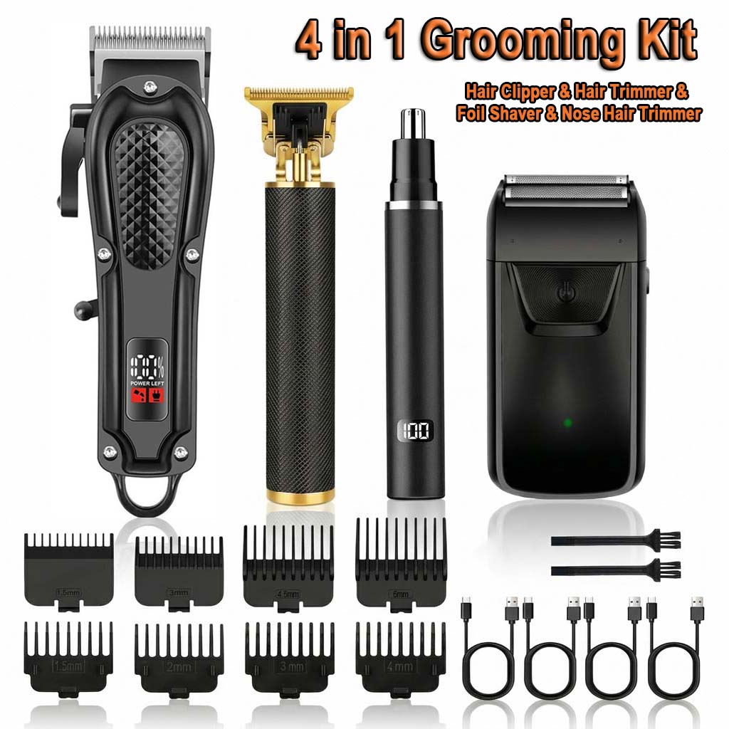 Grooming Kit - 4-in-1-Haarschneideset für Herren, kabelloser elektrischer Trimmer,