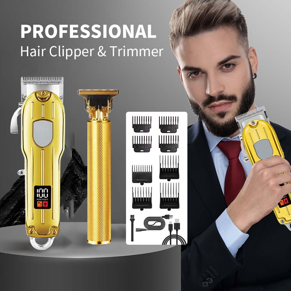 Grooming Kit - 2-in-1 Elektrischer Haarschneider & T-Blade-Trimmer-Set für