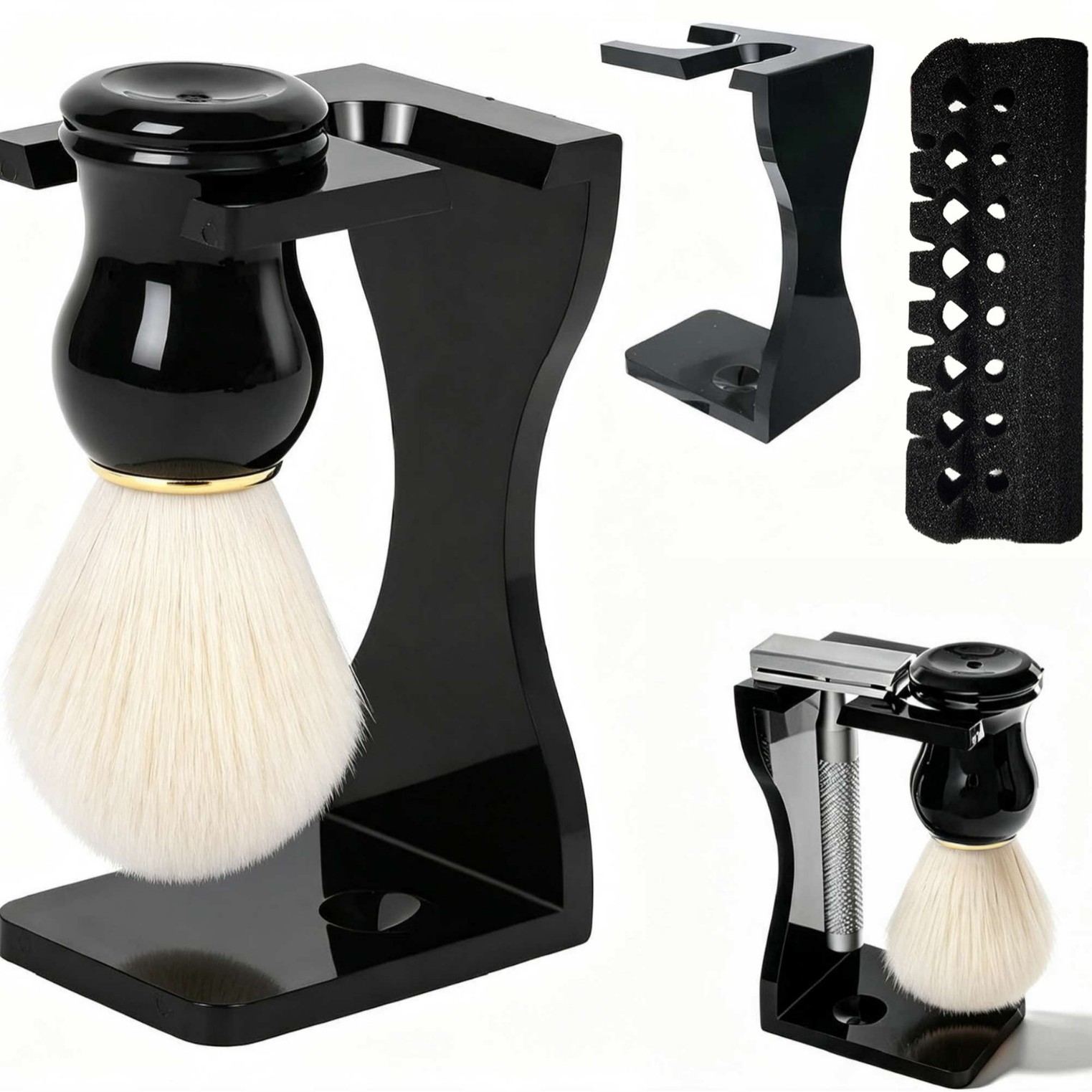 Mens Grooming Travel Kit - Rasierpinsel-Set, manuelles Schäumwerkzeug mit Schale und